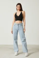 Bustier court en maille pour femme avec détail au dos