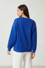 Women's Crew Neck Long Sleeve Basic 3-Thread Brushed Sweatshirt