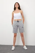 Women's Basic Long Knitted Shorts - Bermuda