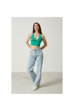 Blouse bustier courte en maille à détail dos pour femme 2D2BW