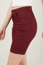 Kadın Cepli Slim Fit Şort