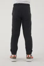 Pantalon de survêtement pour filles en tissu 3 fils avec poches, taille et chevilles élastiques, et motif imprimé