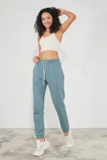 Pantalon de jogging épais en molleton brossé 3 fils pour femme, avec poignets élastiqués