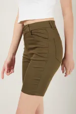 Kadın Cepli Slim Fit Şort