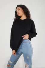 Women's Crew Neck Long Sleeve Basic 3-Thread Brushed Sweatshirt