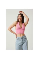 Blouse bustier courte en maille à détail dos pour femme 2D2BW