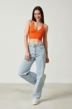 Bustier court en maille pour femme avec détail au dos