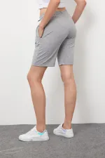 Women's Basic Long Knitted Shorts - Bermuda