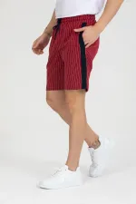 Erkek Basic Şerit Detaylı Çizgili Şort