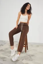 Women's Basic 3-Thread Brushed Fleece Thick Jogger Sweatpants with Elasticated Cuffs