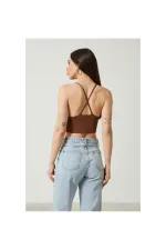 2D2BW Kadın Super Crop Sırt Detaylı Triko Büstiyer Bluz