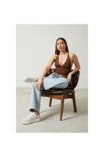 2D2BW Kadın Super Crop Sırt Detaylı Triko Büstiyer Bluz