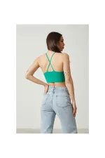 Blouse bustier courte en maille à détail dos pour femme 2D2BW