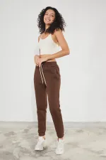 Women's Basic 3-Thread Brushed Fleece Thick Jogger Sweatpants with Elasticated Cuffs