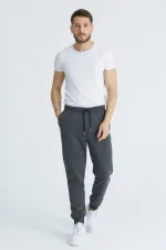Men's Basic 3-Thread Regular Fit Sweatpants with Ribbed Cuffs