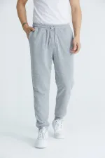 Men's Basic 3-Thread Regular Fit Sweatpants with Ribbed Cuffs