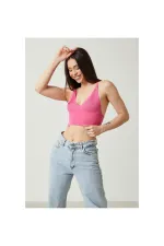 2D2BW Kadın Super Crop Sırt Detaylı Triko Büstiyer Bluz