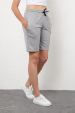 Women's Basic Long Knitted Shorts - Bermuda