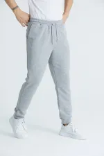 Men's Basic 3-Thread Regular Fit Sweatpants with Ribbed Cuffs
