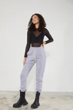 Women's Basic 3-Thread Brushed Fleece Thick Jogger Sweatpants with Elasticated Cuffs