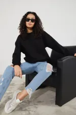 Women's Crew Neck Long Sleeve Basic 3-Thread Brushed Sweatshirt