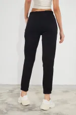 Pantalon de jogging épais en molleton brossé 3 fils pour femme, avec poignets élastiqués