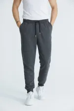 Men's Basic 3-Thread Regular Fit Sweatpants with Ribbed Cuffs