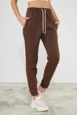 Women's Basic 3-Thread Brushed Fleece Thick Jogger Sweatpants with Elasticated Cuffs