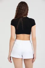 Kadın Beli Lastikli Basic Kısa Cepli Şort