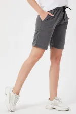 Women's Basic Long Knitted Shorts - Bermuda