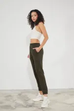 Pantalon de jogging épais en molleton brossé 3 fils pour femme, avec poignets élastiqués