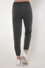 Anthracite Women's Sweatpants with Elastic Waist and Cuffs
