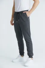 Men's Basic 3-Thread Regular Fit Sweatpants with Ribbed Cuffs