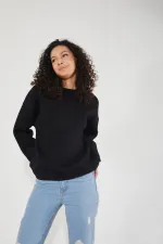 Women's Crew Neck Long Sleeve Basic 3-Thread Brushed Sweatshirt