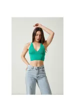 Blouse bustier courte en maille à détail dos pour femme 2D2BW