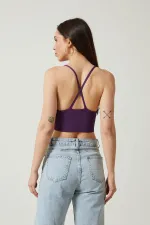 Bustier court en maille pour femme avec détail au dos