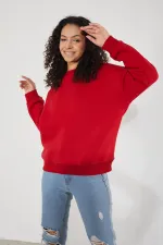 Women's Crew Neck Long Sleeve Basic 3-Thread Brushed Sweatshirt