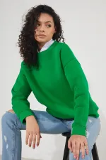 Women's Crew Neck Long Sleeve Basic 3-Thread Brushed Sweatshirt
