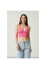 2D2BW Kadın Super Crop Sırt Detaylı Triko Büstiyer Bluz