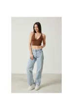 2D2BW Kadın Super Crop Sırt Detaylı Triko Büstiyer Bluz