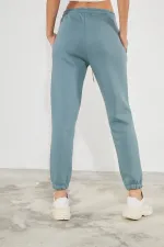 Pantalon de jogging épais en molleton brossé 3 fils pour femme, avec poignets élastiqués