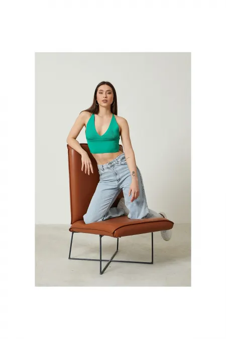 Blouse bustier courte en maille à détail dos pour femme 2D2BW