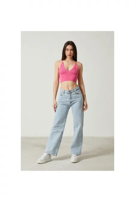 Blouse bustier courte en maille pour femme 2D2BW avec détail au dos