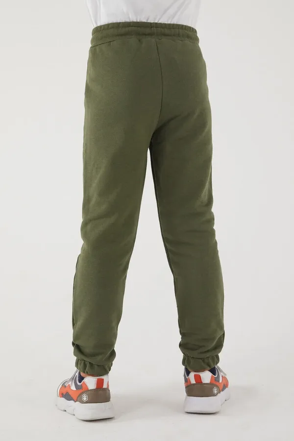 Pantalon de survêtement pour filles en tissu 3 fils avec poches, taille et chevilles élastiques, et motif imprimé