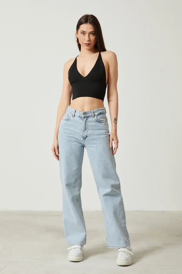 Bustier court en maille pour femme avec détail au dos