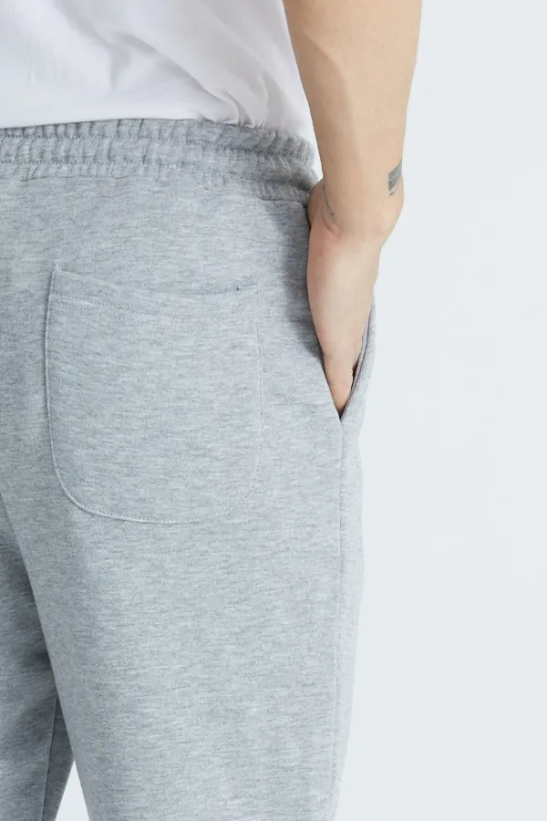 Men's Basic 3-Thread Regular Fit Sweatpants with Ribbed Cuffs