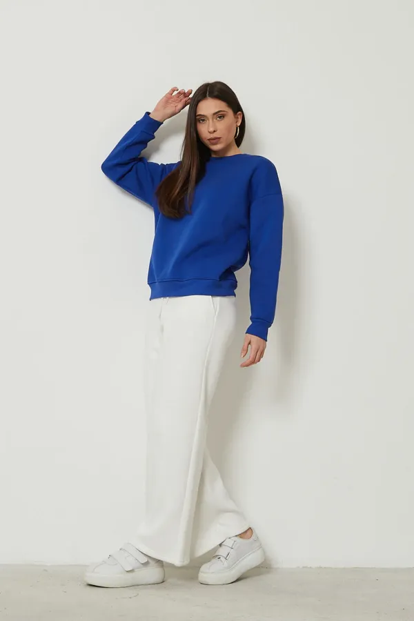 Women's Crew Neck Long Sleeve Basic 3-Thread Brushed Sweatshirt