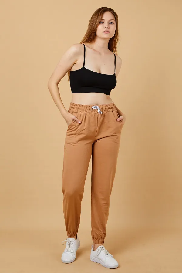 Pantalon de survêtement pour femme avec taille et chevilles élastiques
