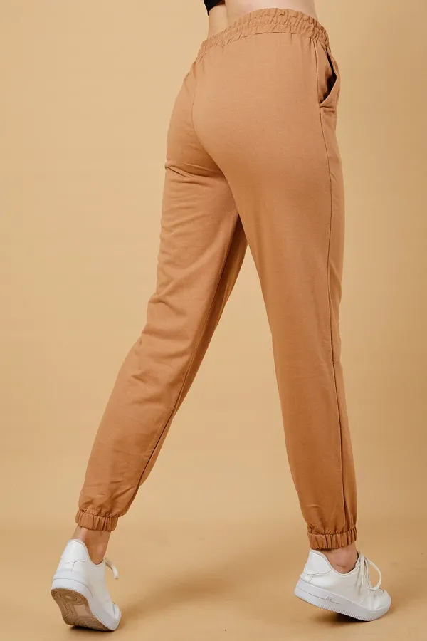 Pantalon de survêtement pour femme avec taille et chevilles élastiques