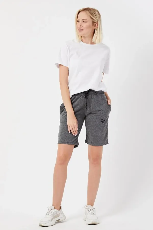Women's Basic Long Knitted Shorts - Bermuda